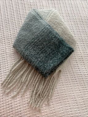 Mer Sea Aqua Blue Ombré Wrap Scarf Shawl with Fringe